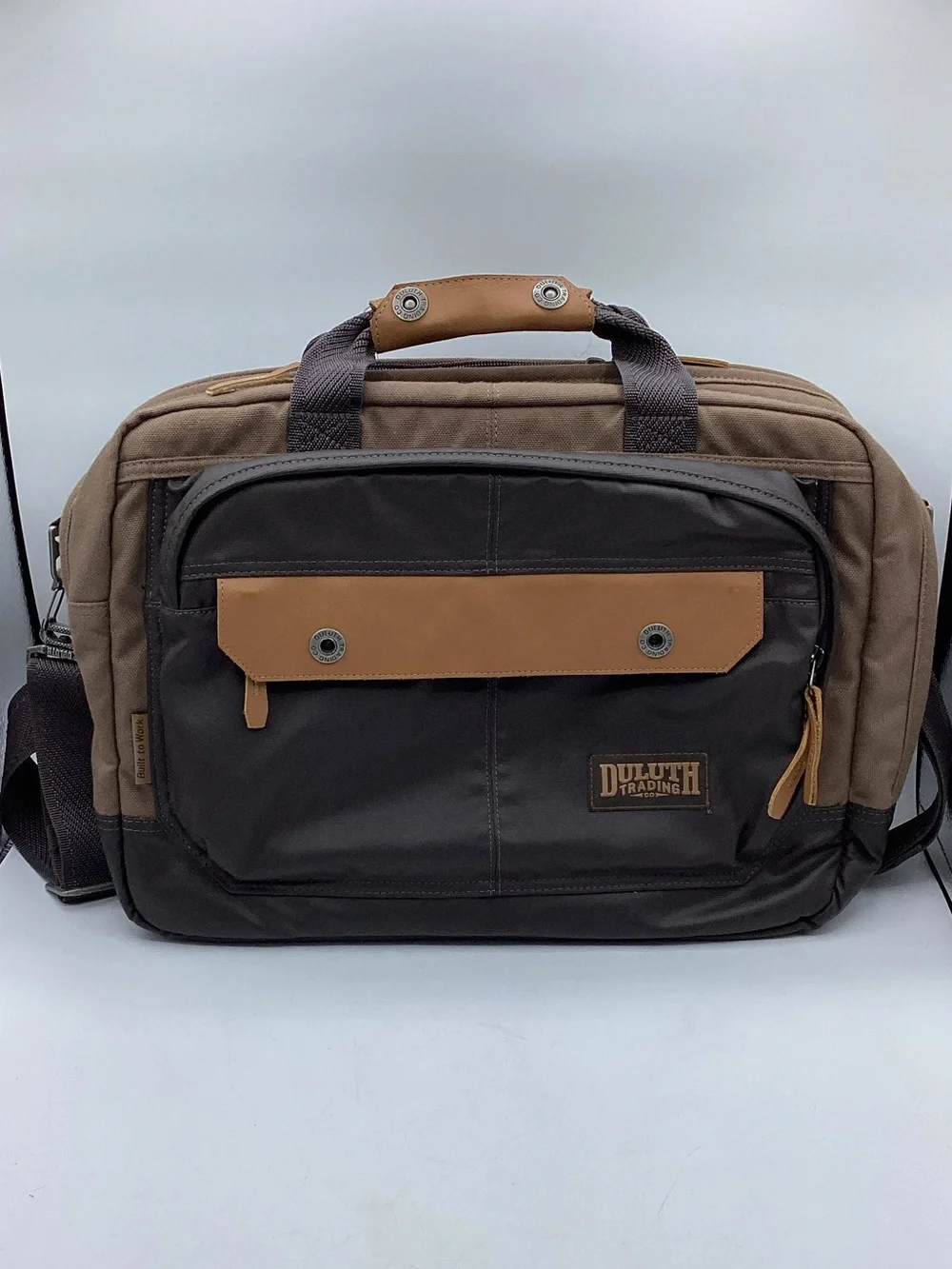 Duluth Trading Co Brown/Tan Canvas convertible messenger bag backpack